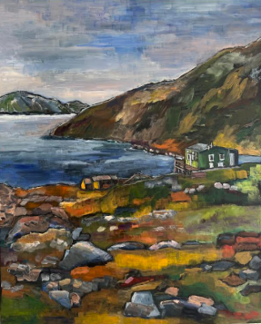 Svend Olovs hytte ved Sisimiut, Grønland, akryl, 40x50