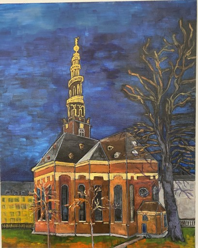 Vor Frelser tårn, København, 40x50, akryl på lærred